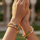 Jewel Addiction Royal Pota Stone And Pearl Bangles Set 