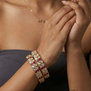 Jewel Addiction Designer Polki Kundan Stone Openable Bangle Set