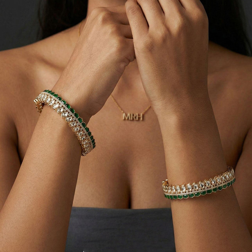 Jewel Addiction Designer Polki Kundan Stone Bangle Set