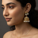 Jewel Addiction Designer Pota Stone And Pearl Elephant Jhumki Earrings