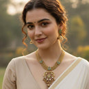 Jewel Addiction Designer Pota Stone And Pearl Necklace Set