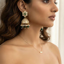 Jewel Addiction Ethnic Polki Kundan Stone Beads And Pearl  Designer Jhumki Earrings