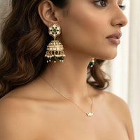 Jewel Addiction Ethnic Polki Kundan Stone Beads And Pearl  Designer Jhumki Earrings