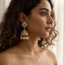 Jewel Addiction Ethnic Polki Kundan Stone Beads And Pearl  Designer Jhumki Earrings