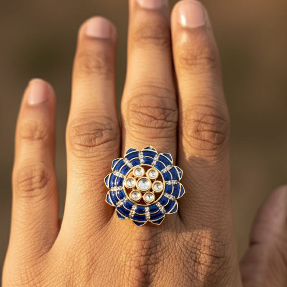 Jewel Addiction Royal Look Polki Kundan  Designer Finger Ring