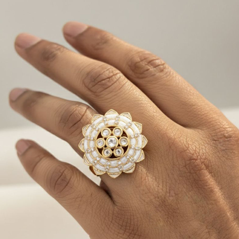 Jewel Addiction Royal Look Polki Kundan  Designer Finger Ring