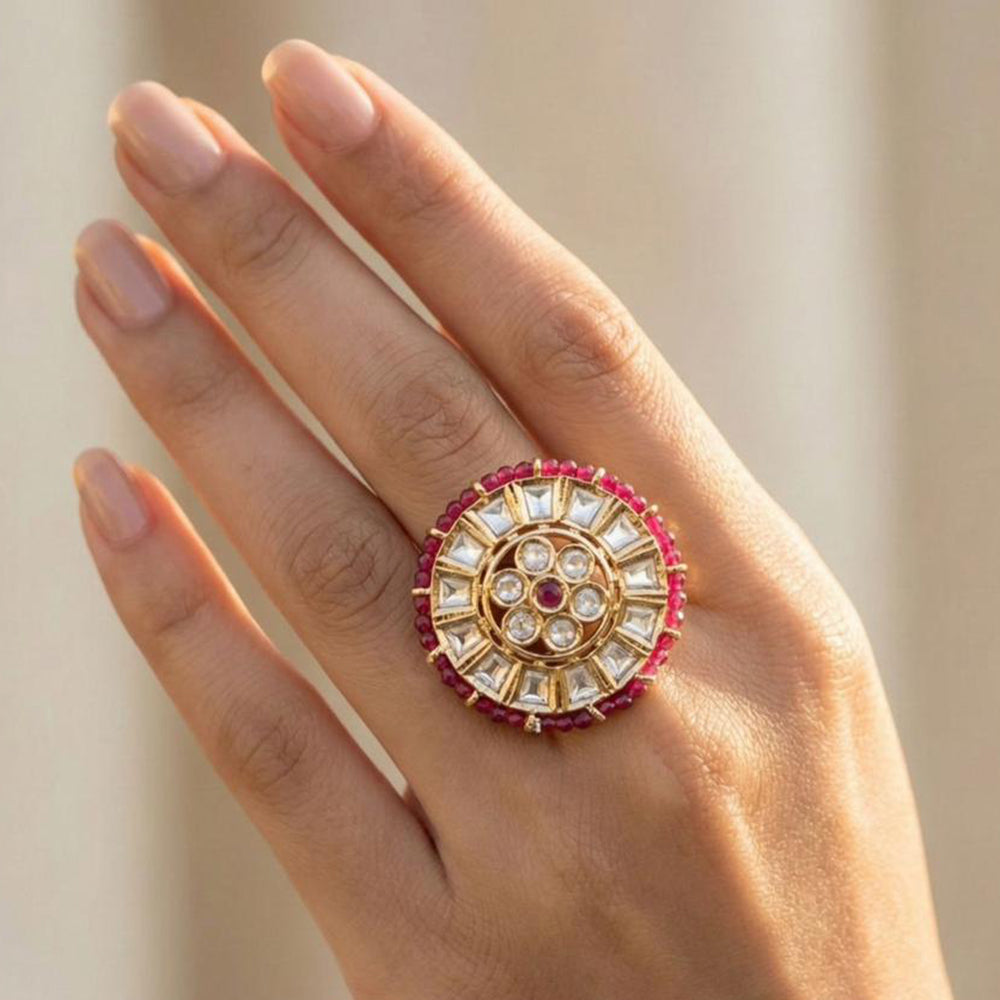 Jewel Addiction Glam Shine Pota Stone And Pearl Designer Finger Ring