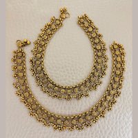 Jewel Addiction Traditional Antique-Finish  Floral Motifs Anklets
