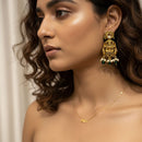 Jewel Addiction Ethnic Designer Pota Stone Beads And Pearl Temple Dangler Earrings