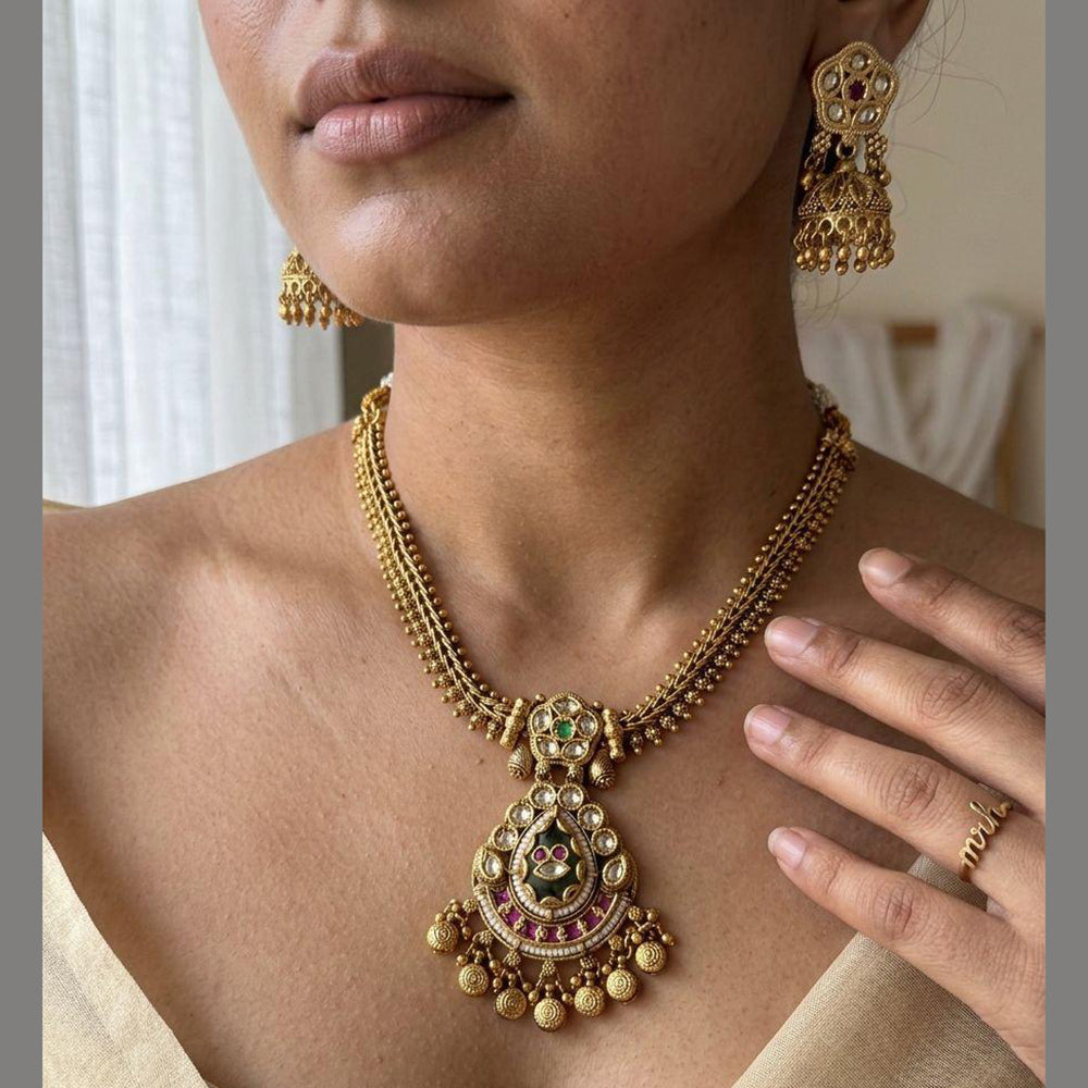 Jewel Addiction Premium Pota Stone And Pearl Necklace Set
