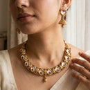 Jewel Addiction Premium Pota Stone Beads And Pearl Necklace Set