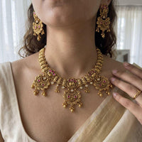 Jewel Addiction Premium Pota Stone Beads And Pearl Necklace Set