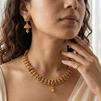 Jewel Addiction Premium Pota Stone Beads And Pearl Necklace Set