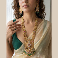Jewel Addiction Premium Pota Stone And Pearl Long Necklace Set