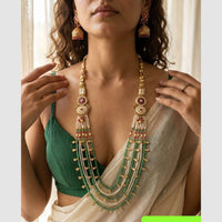 Jewel Addiction Premium Pota Stone And Pearl Long Necklace Set