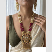 Jewel Addiction Premium Pota Stone And Pearl Long Necklace Set