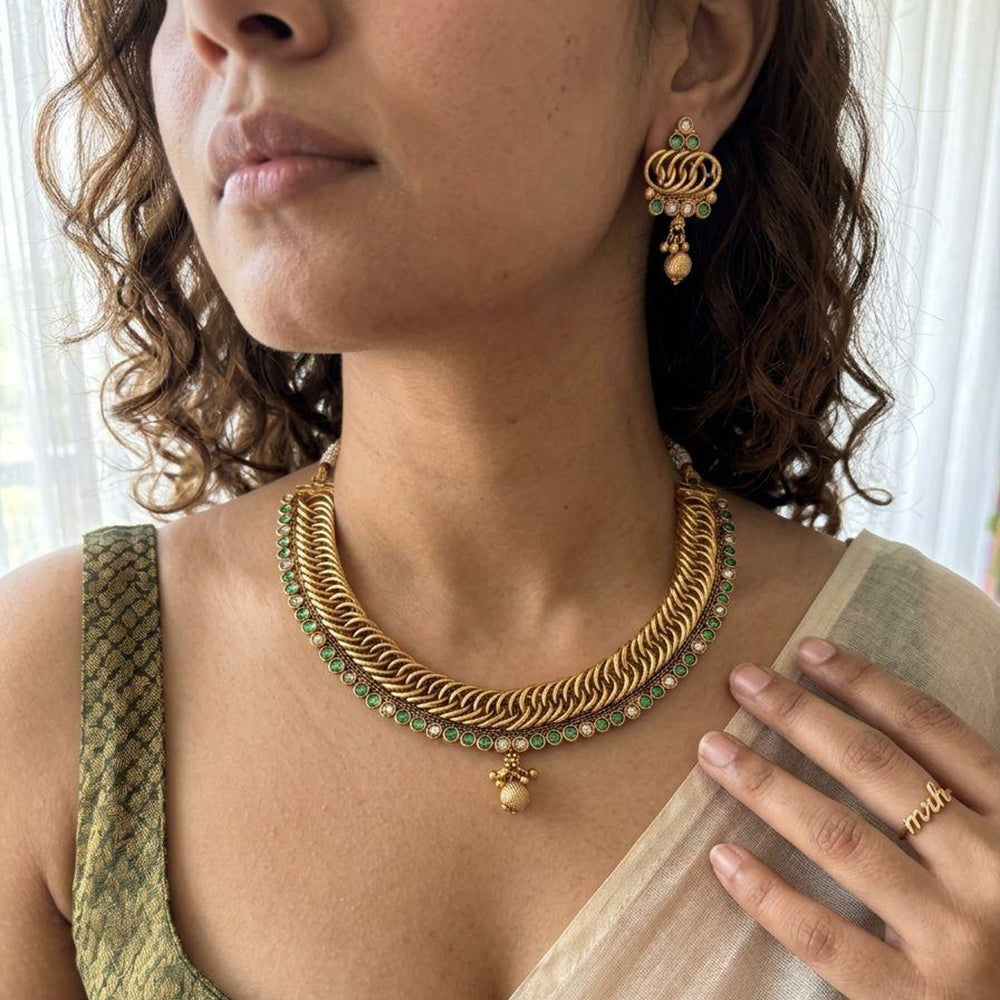Jewel Addiction Premium Pota Stone Beads And Pearl Necklace Set