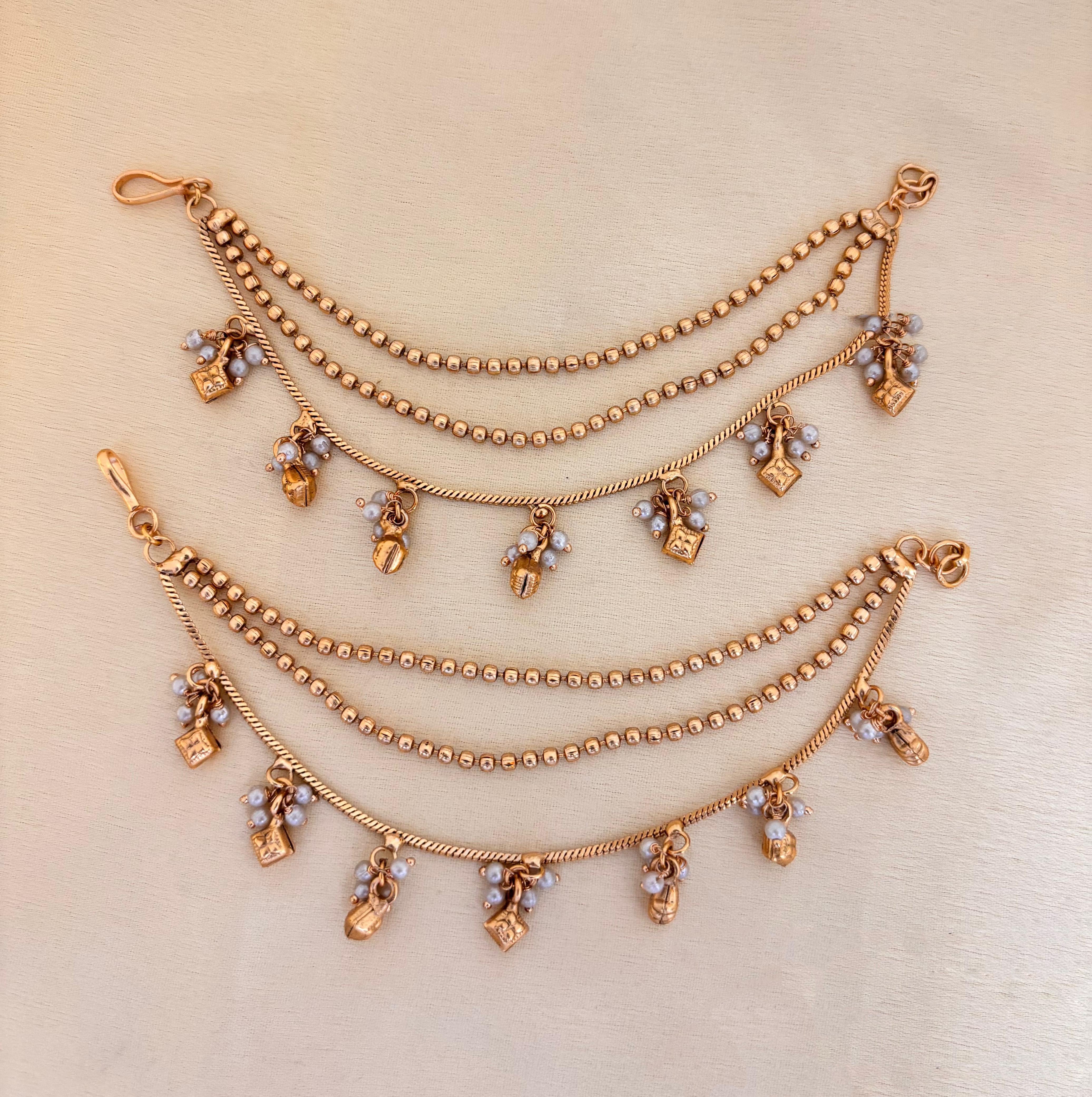 Jewel Addiction Traditional Copper Finish Pearl Multi Layer Kan Chain