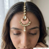 Jewel Addiction Designer Polki Kundan Stone And Pearl Maang Tikka