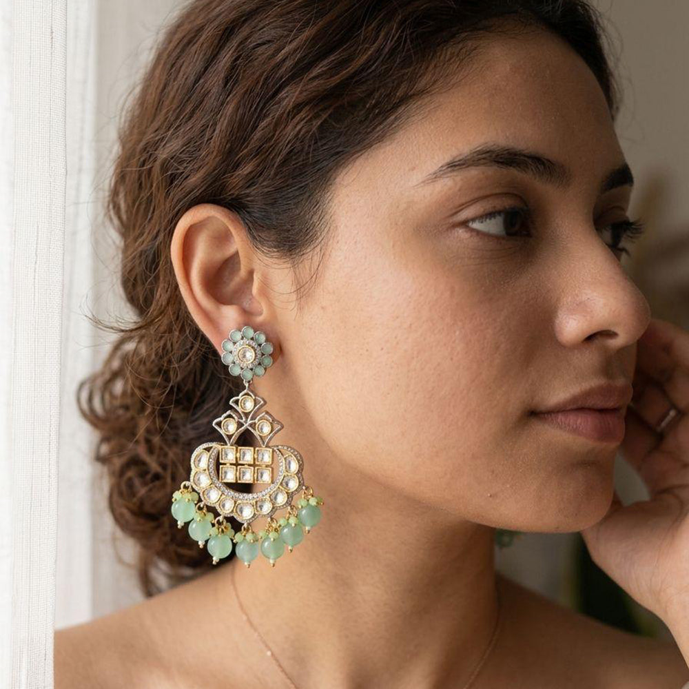Jewel Addiction Designer Polki Kundan Stone And Beads Dangler Earrings