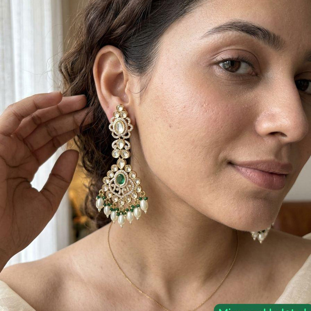Jewel Addiction Designer Polki Kundan Stone And Beads Dangler Earrings
