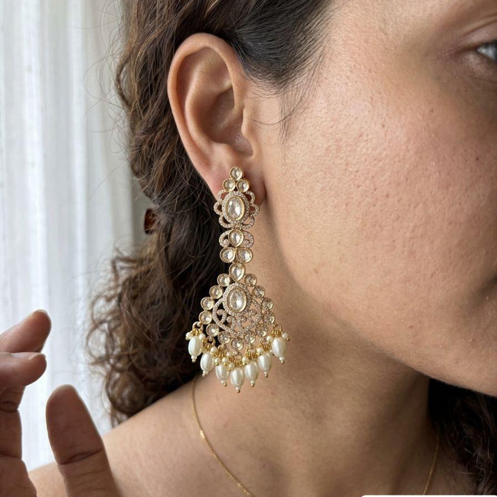 Jewel Addiction Designer Polki Kundan Stone And Beads Dangler Earrings