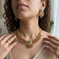 Jewel Addiction Premium Pota Stone And Pearl Necklace Set