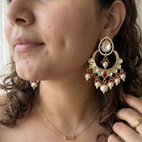 Jewel Addiction Elegant Kundan Stone Pearl And Beads Designer Dangler Earrings