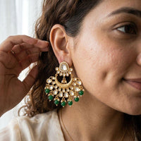 Jewel Addiction Elegant Kundan Stone Pearl And Beads Designer Dangler Earrings