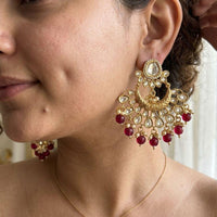 Jewel Addiction Elegant Kundan Stone Pearl And Beads Designer Dangler Earrings