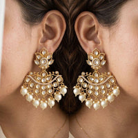 Jewel Addiction Elegant Kundan Stone Pearl And Beads Designer Dangler Earrings