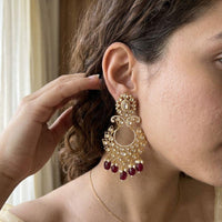 Jewel Addiction Elegant Kundan Stone Pearl And Beads Designer Dangler Earrings