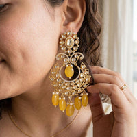 Jewel Addiction Elegant Kundan Stone Pearl And Beads Designer Dangler Earrings