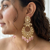 Jewel Addiction Elegant Kundan Stone Pearl And Beads Designer Dangler Earrings