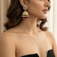 Jewel Addiction Classic Pota Stone And Beads Jhumki Earrings