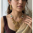 Jewel Addiction Luxury Pota Stone And Pearl Temple Necklace Set