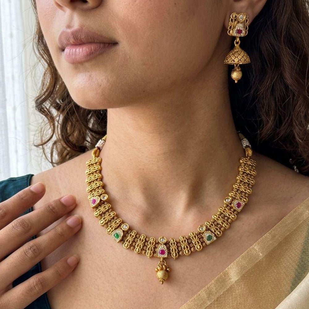 Jewel Addiction Luxury Pota Stone And Pearl Necklace Set