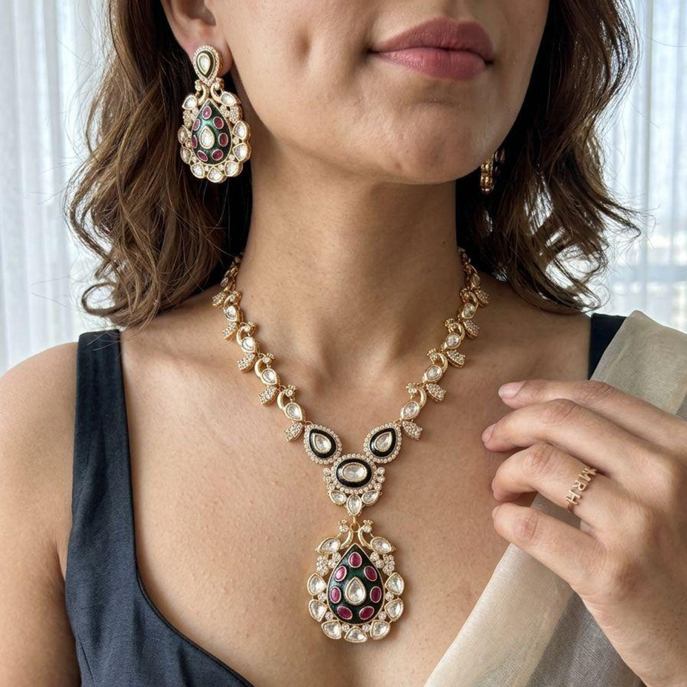 Jewel Addiction Royal Polki Kundan Stone Necklace Set