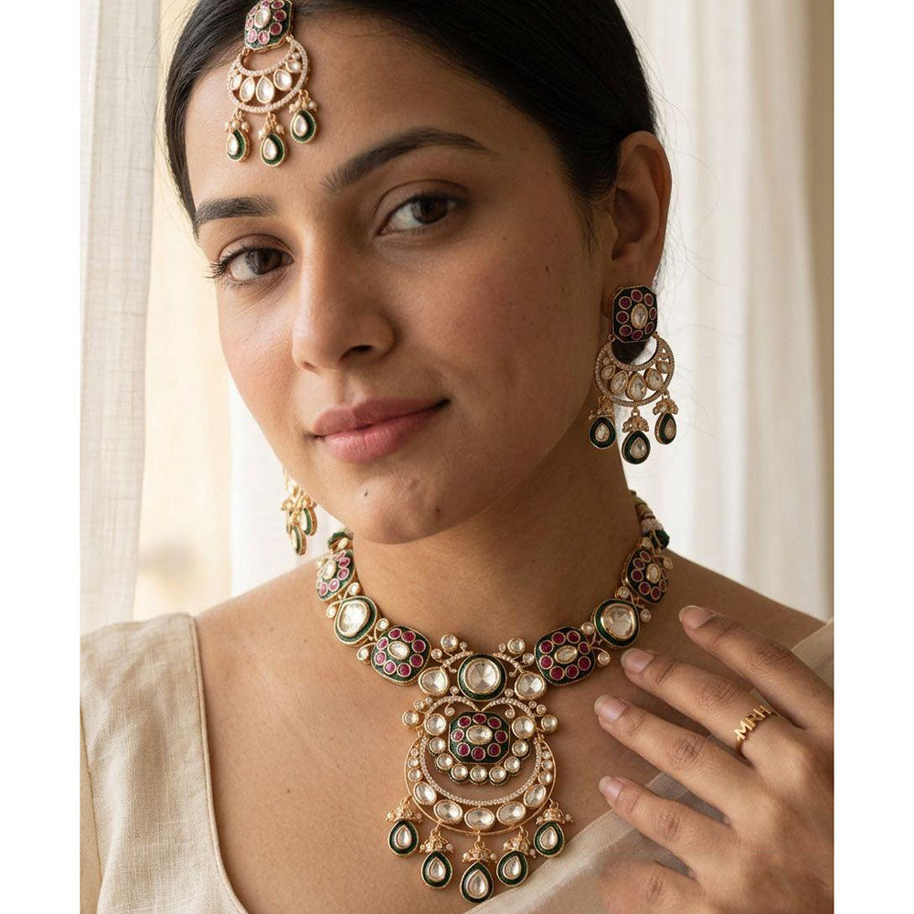 Jewel Addiction Royal Polki Kundan Stone Necklace Set