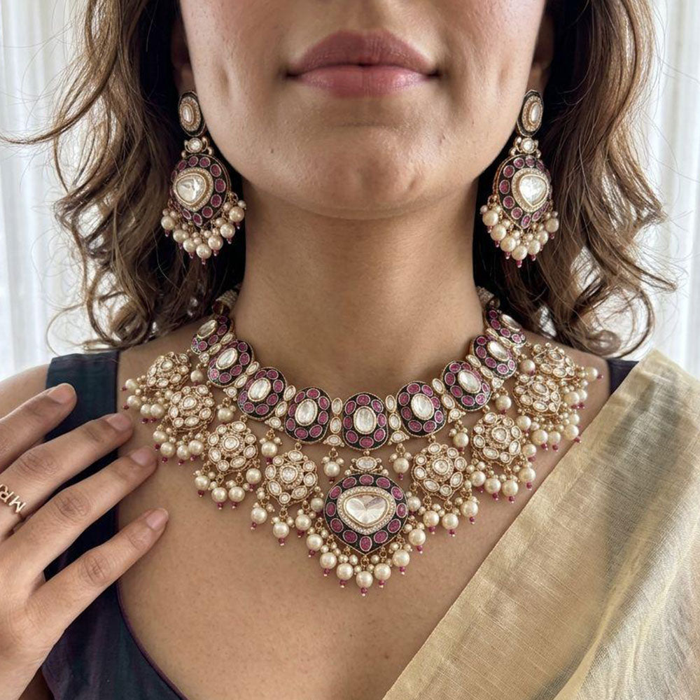 Jewel Addiction Royal Polki Kundan Stone And Beads Necklace Set