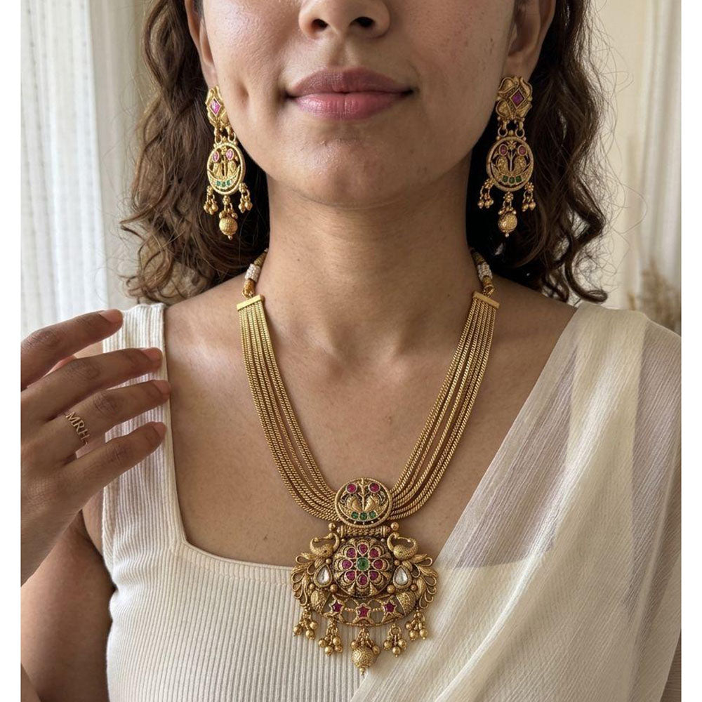 Jewel Addiction Glamorous Pota Stone And Pearl Necklace Set 