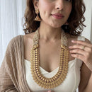 Jewel Addiction Premium Pota Stone And Pearl Long Necklace Set