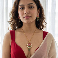 Jewel Addiction Elegant Pota Stone And Beads Chain Pendant Set for Women