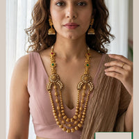 Jewel Addiction Ethnic Pota Stone And Beads Long Necklace Set