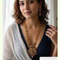 Jewel Addiction Ethnic Pota Stone Long Necklace Set
