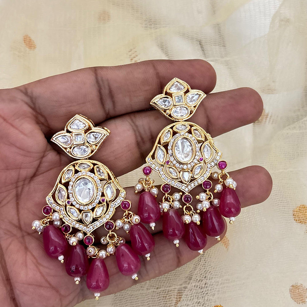 Jewel Addiction Designer Polki Kundan Stone And Beads Dangler Earrings