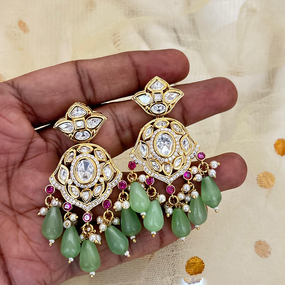 Jewel Addiction Designer Polki Kundan Stone And Beads Dangler Earrings