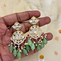 Jewel Addiction Designer Polki Kundan Stone And Beads Dangler Earrings
