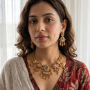 Jewel Addiction Ethnic Pota Stone And Pearl Necklace Set