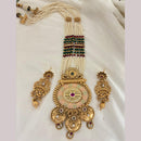 Jewel Addiction Ethnic Pota Stone And Pearl Meenakari Long Necklace Set